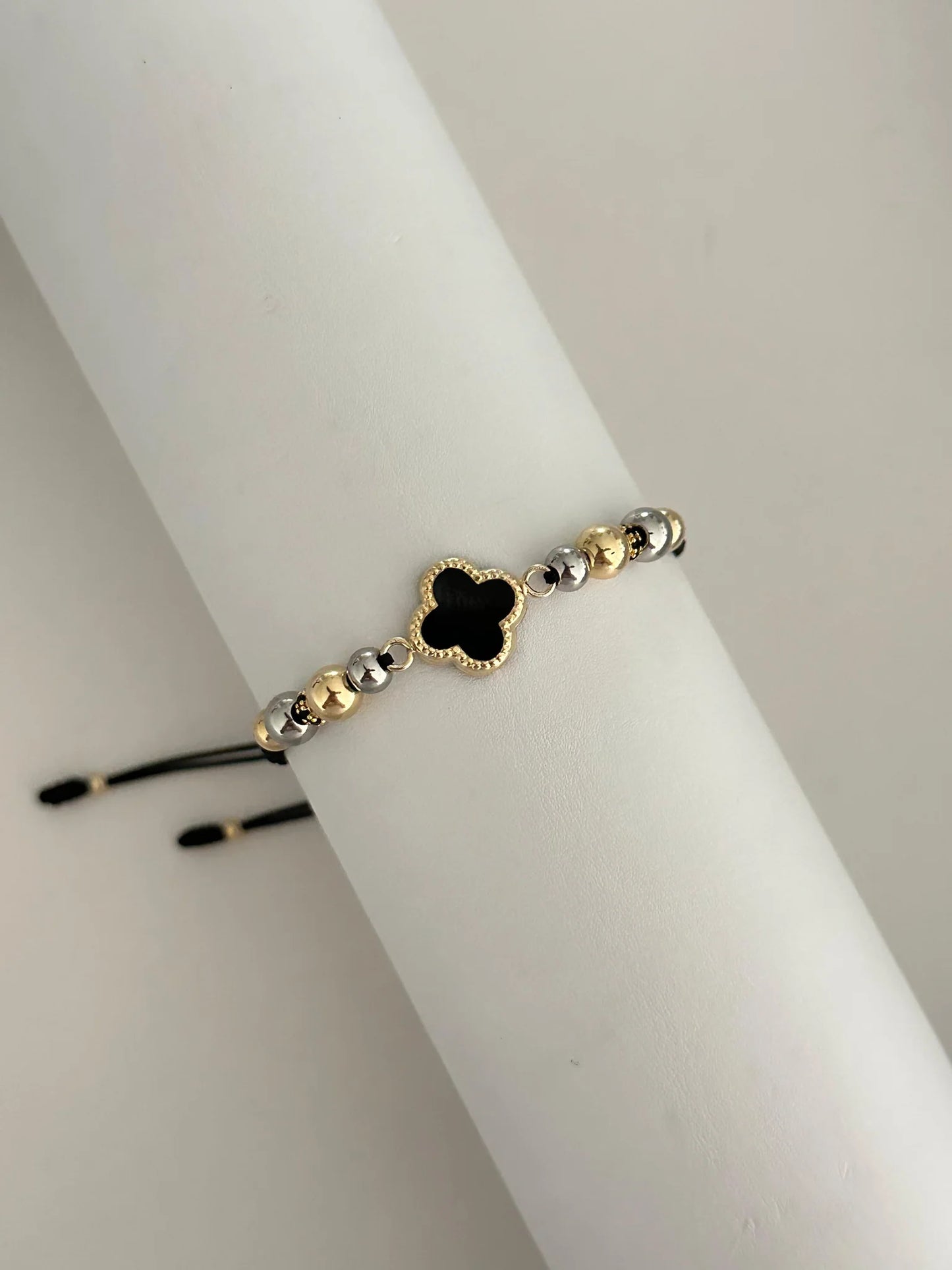 Pulsera trebol negro circon (5mm, 6mm)