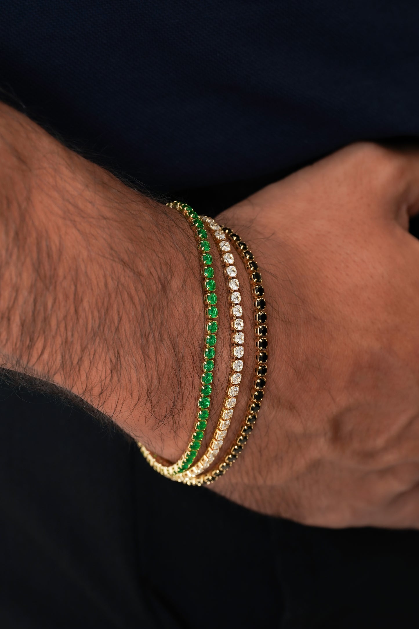 Esclavas Circonias 20 Cms ( Verde, Cristal, Negro )