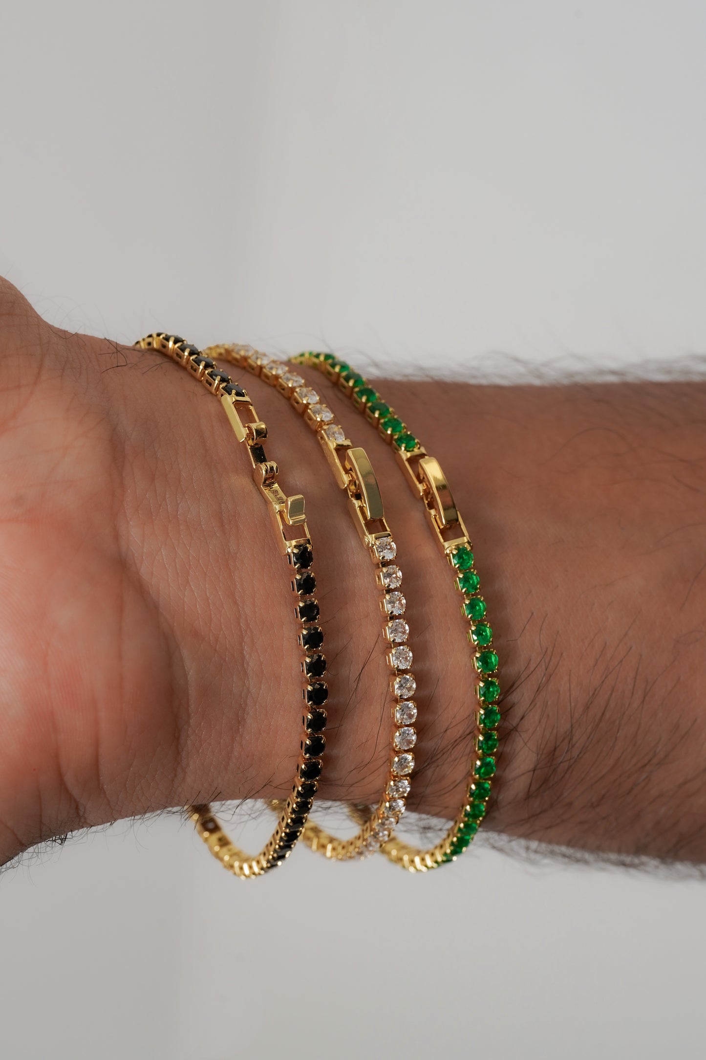 Esclavas Circonias 20 Cms ( Verde, Cristal, Negro )
