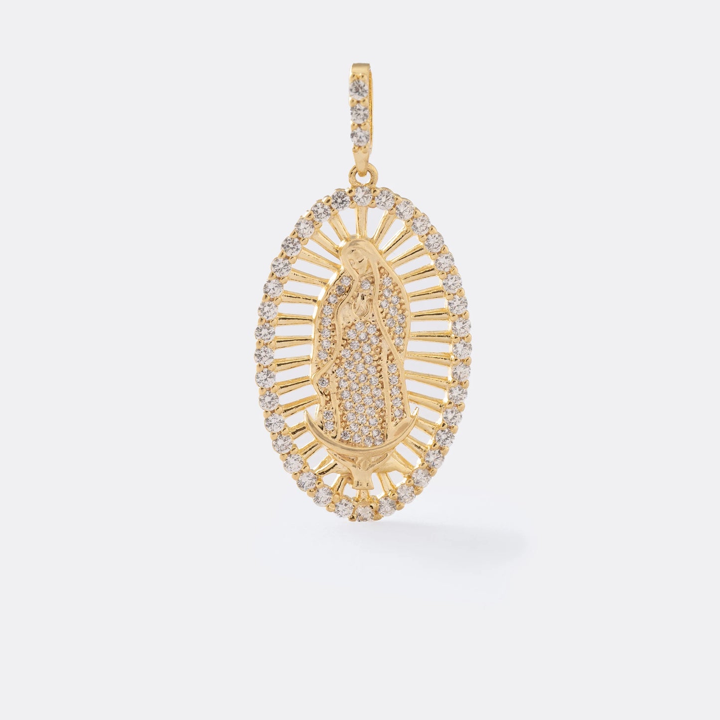 Cadena Cubana 5 Mm 65 Cms + Dije Virgen Guadalupe Swarovski