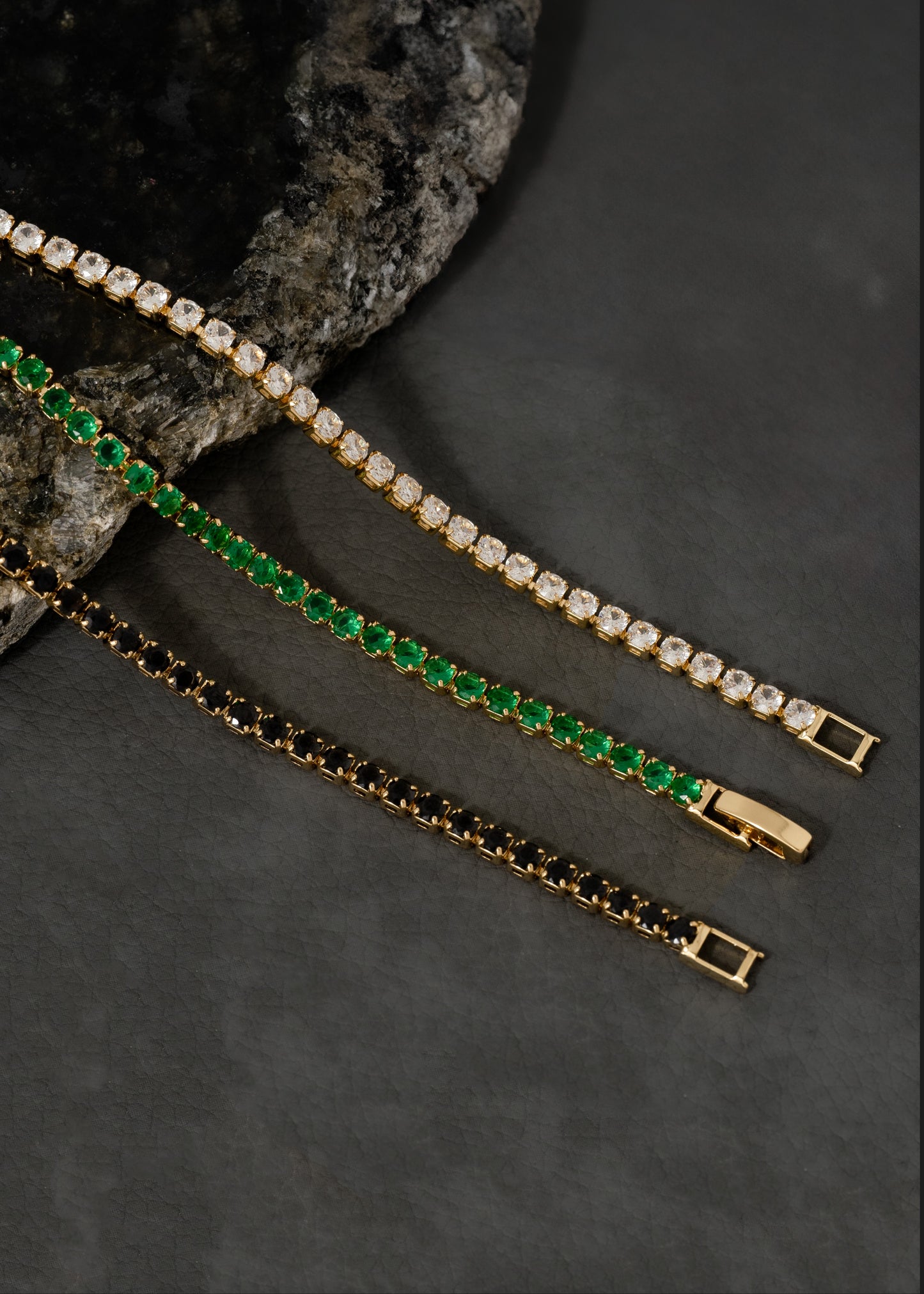 Esclavas Circonias 20 Cms ( Verde, Cristal, Negro )