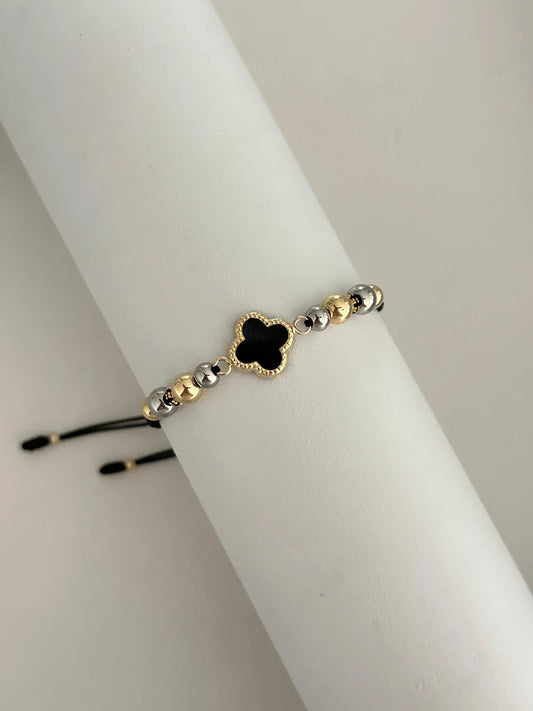 Pulsera trebol negro circon (5mm, 6mm)
