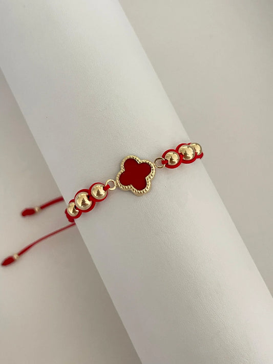 Pulsera trébol rojo (6mm, 5mm)