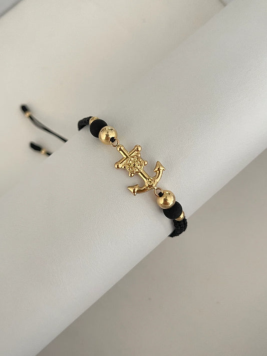 Pulsera ancla Grande neoro (6mm, 4mm)