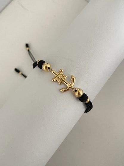 Pulsera ancla Grande neoro (6mm, 4mm)